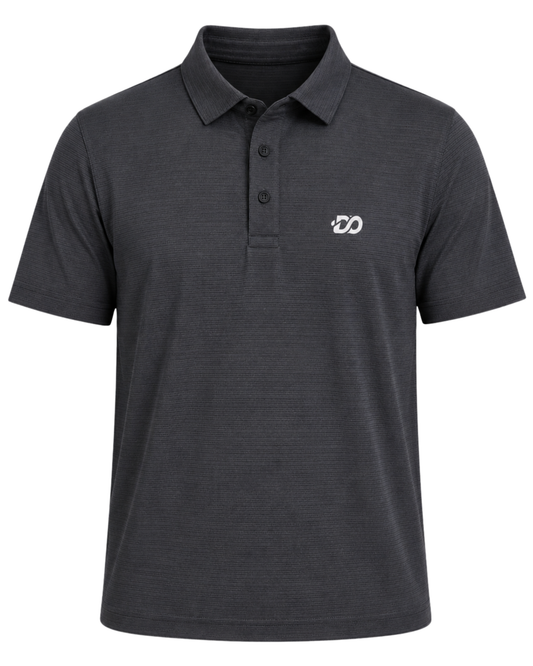 Men’s Classic Gray Ribbed Seam Less Polo Shirt