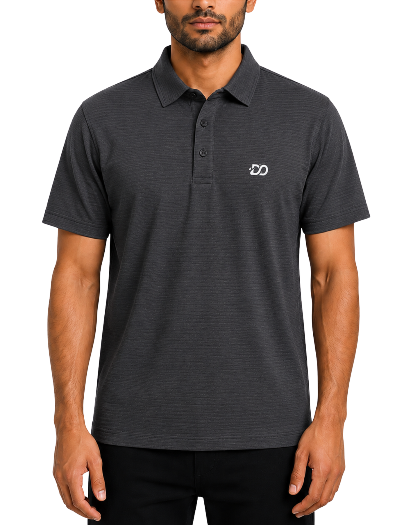 Men’s Classic Gray Ribbed Seam Less Polo Shirt