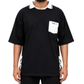 Black Oversized Drop Shoulder Layered Collar Graphic Tee