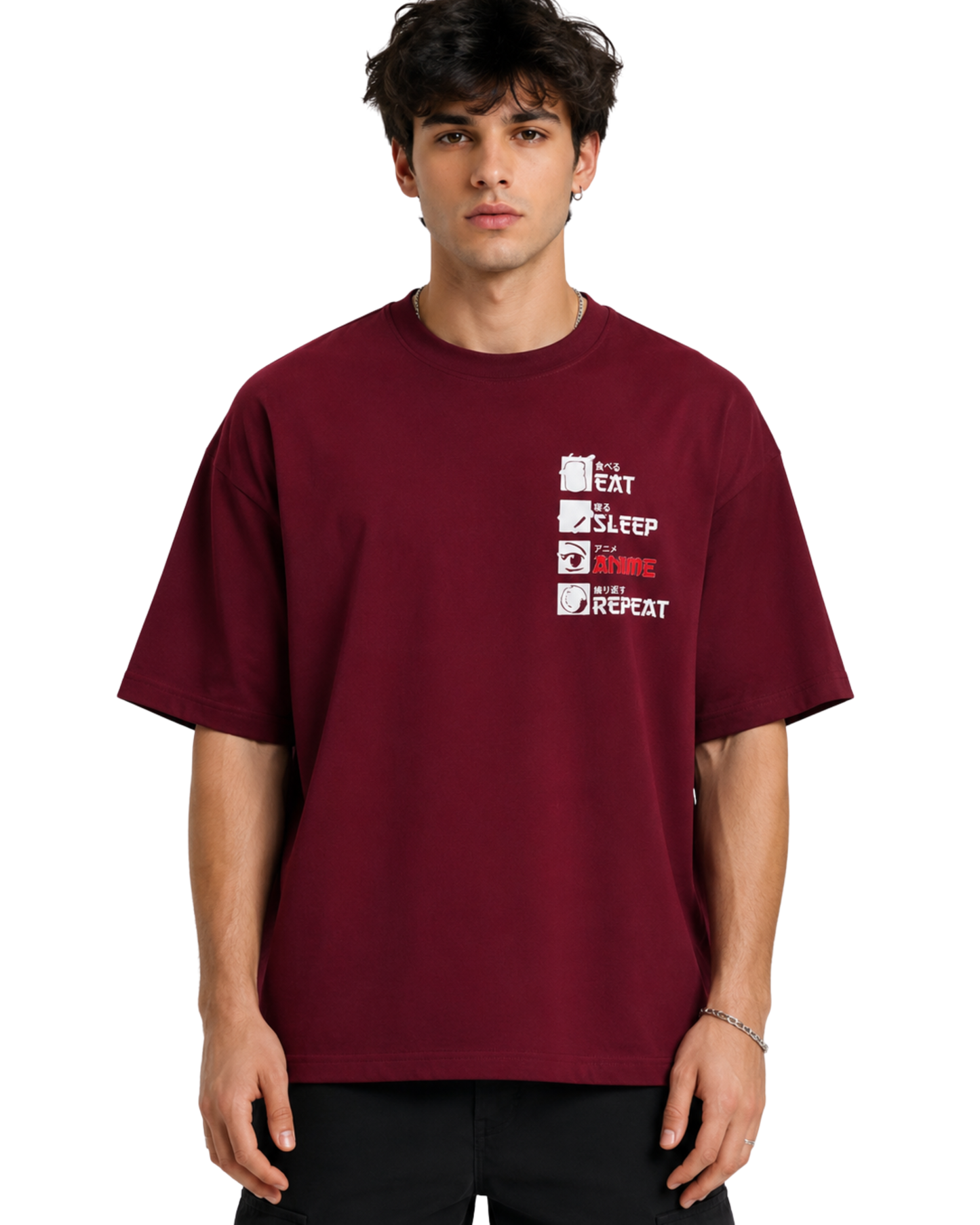 Men's Oversized Drop Shoulder Cotton T Shirt | Anime Legends