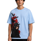 Men's Oversized Drop Shoulder Cotton T Shirt | Naruto Itachi Uchiha Anime Tee  Sky Blue