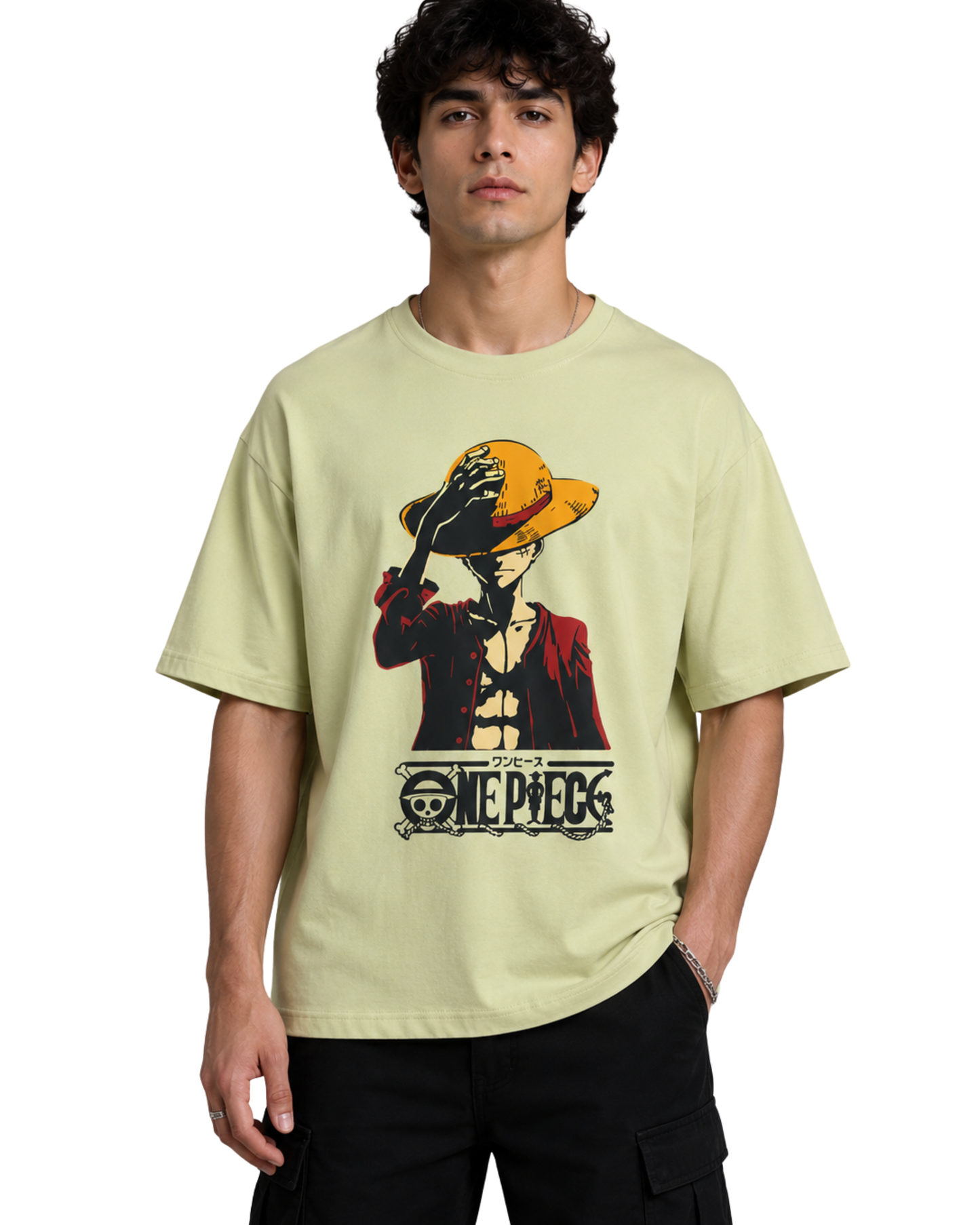 Men's Oversized Drop Shoulder Cotton T Shirt | One Piece Luffy