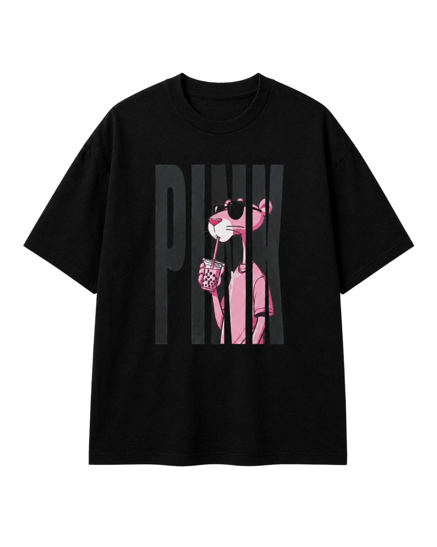 Women's Oversized Drop Shoulder Cotton T Shirt | Pink Panther