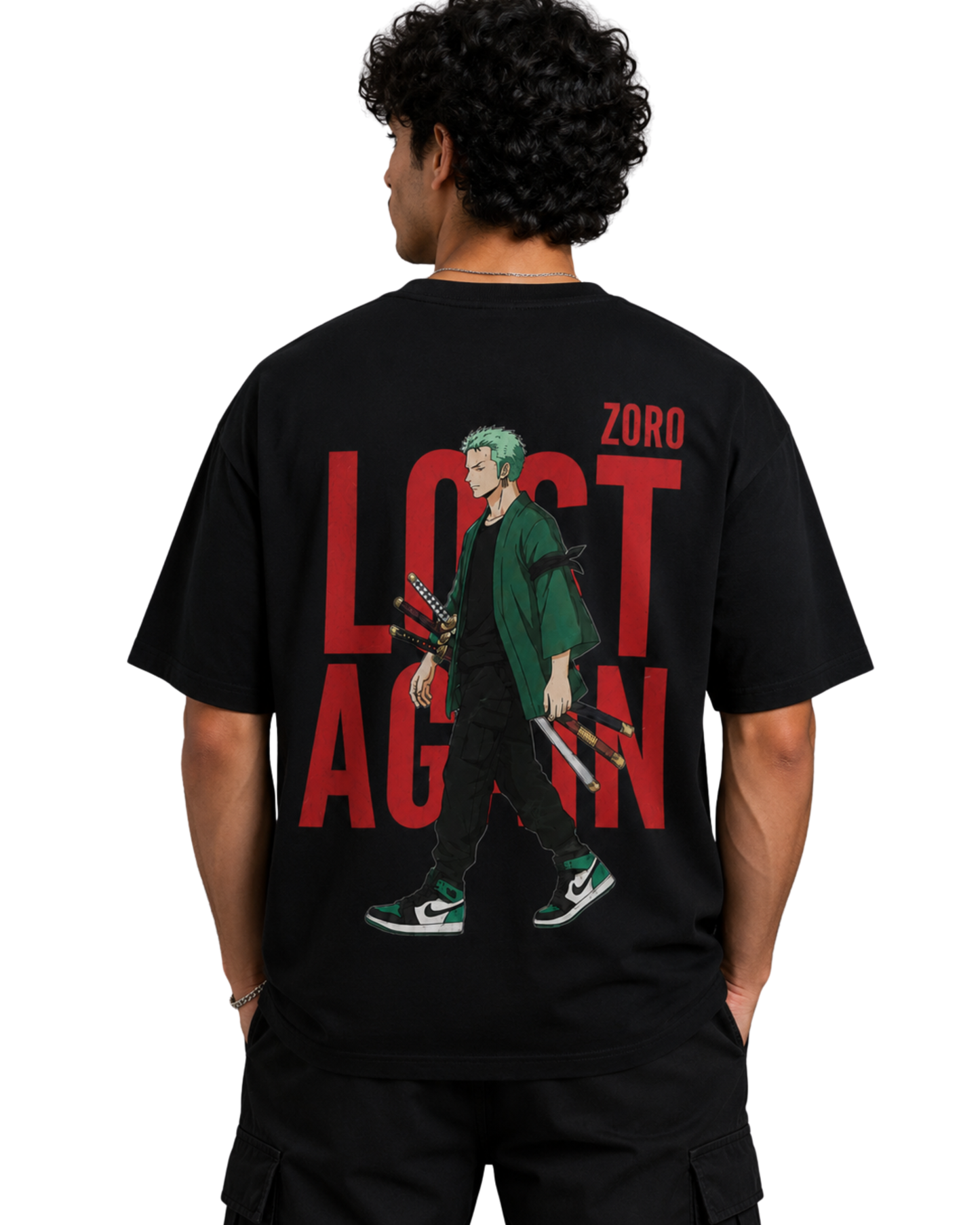 Men's Oversized Drop Shoulder Cotton T Shirt |  Zoro Lost Again