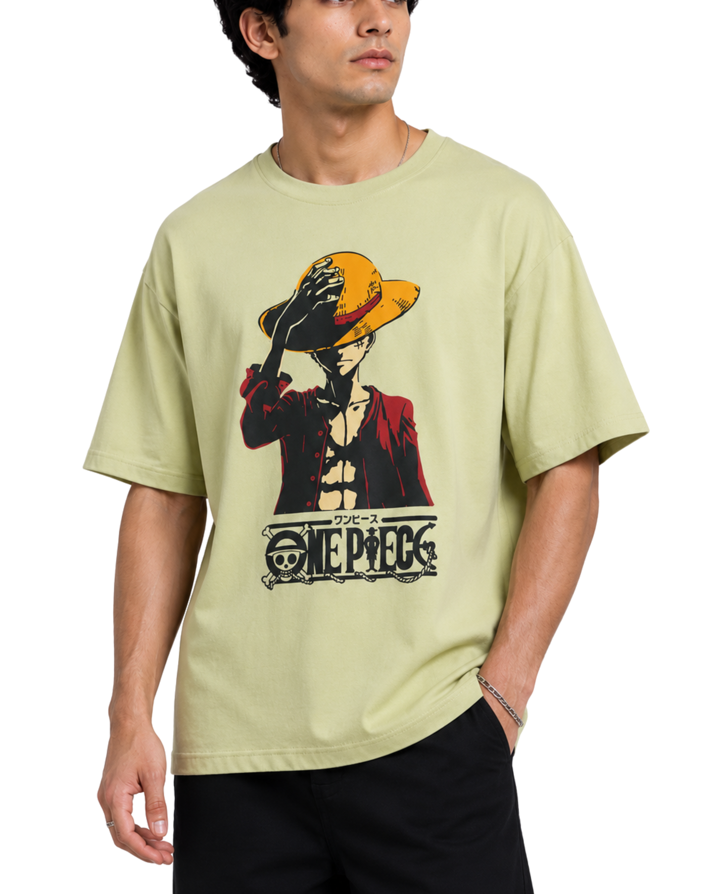 Men's Oversized Drop Shoulder Cotton T Shirt | One Piece Luffy