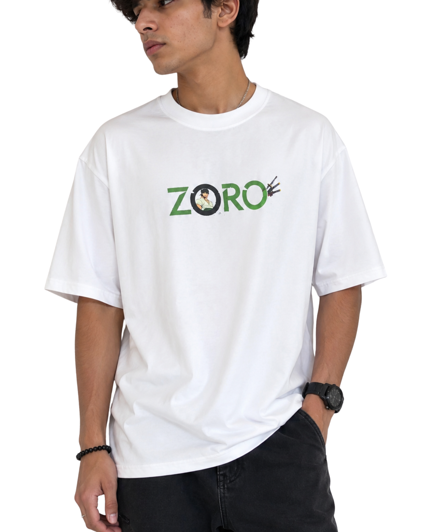 Men's Oversized Drop Shoulder Cotton T Shirt | Roronoa Zoro Unleash
