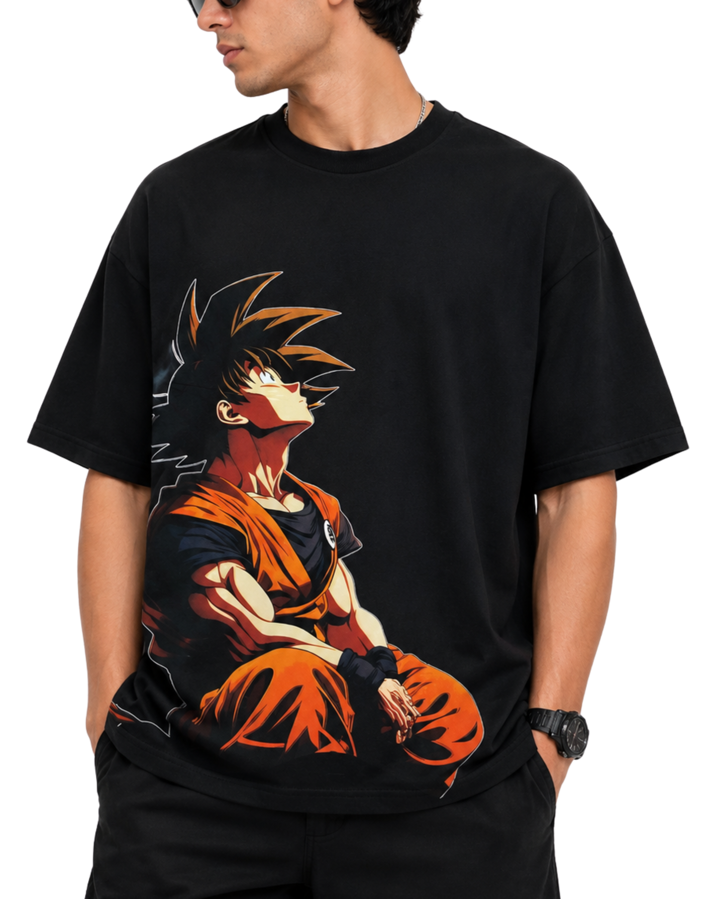 Men's Oversized Drop Shoulder Cotton T Shirt | Son Goku Ascension