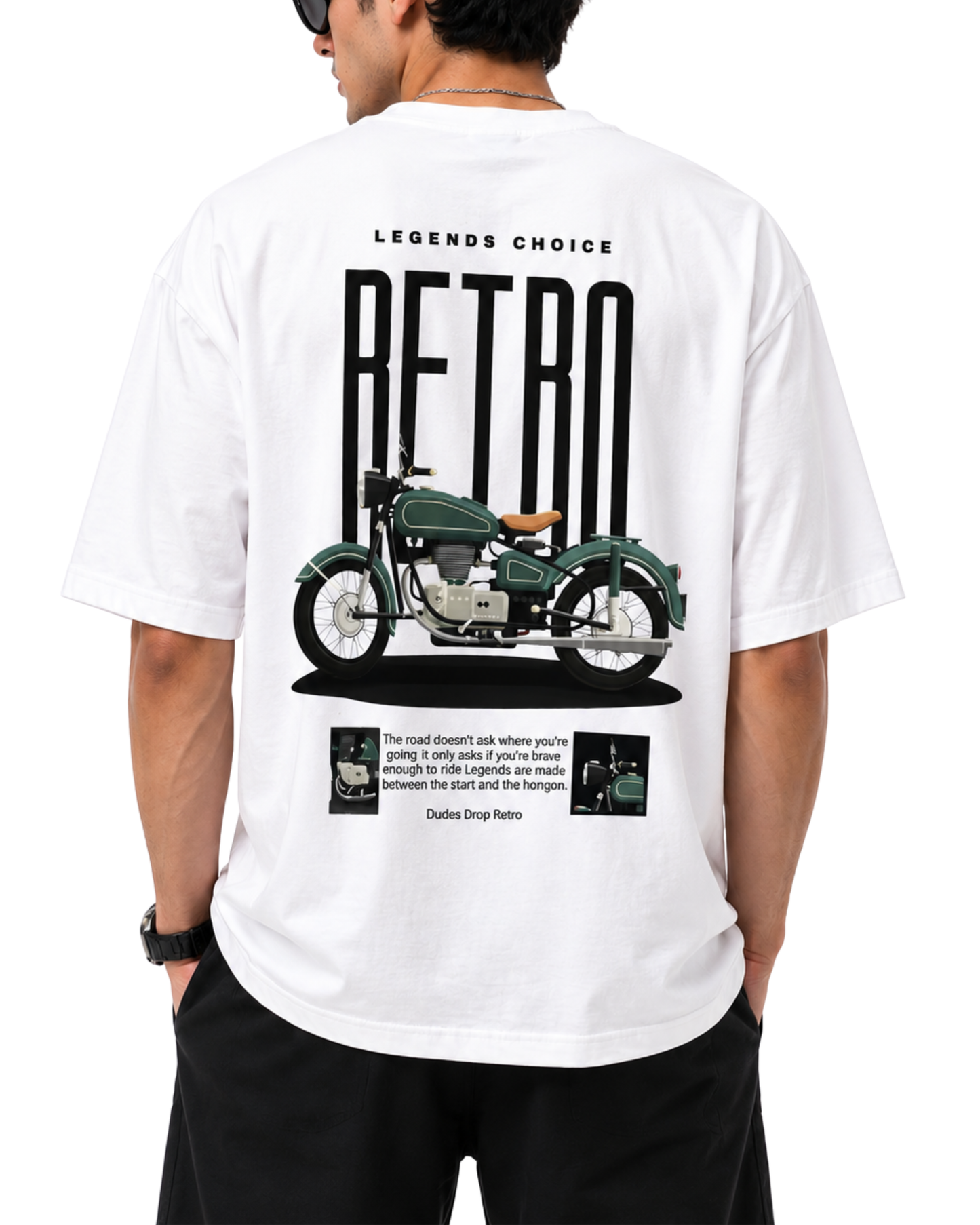 Men's Oversized Drop Shoulder Cotton T Shirt | Retro Rider Graphic Tee
