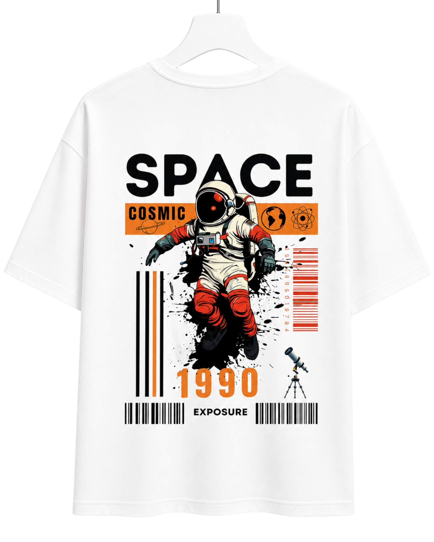 Men's Oversized Drop Shoulder Cotton T Shirt | Cosmic Spacewalker