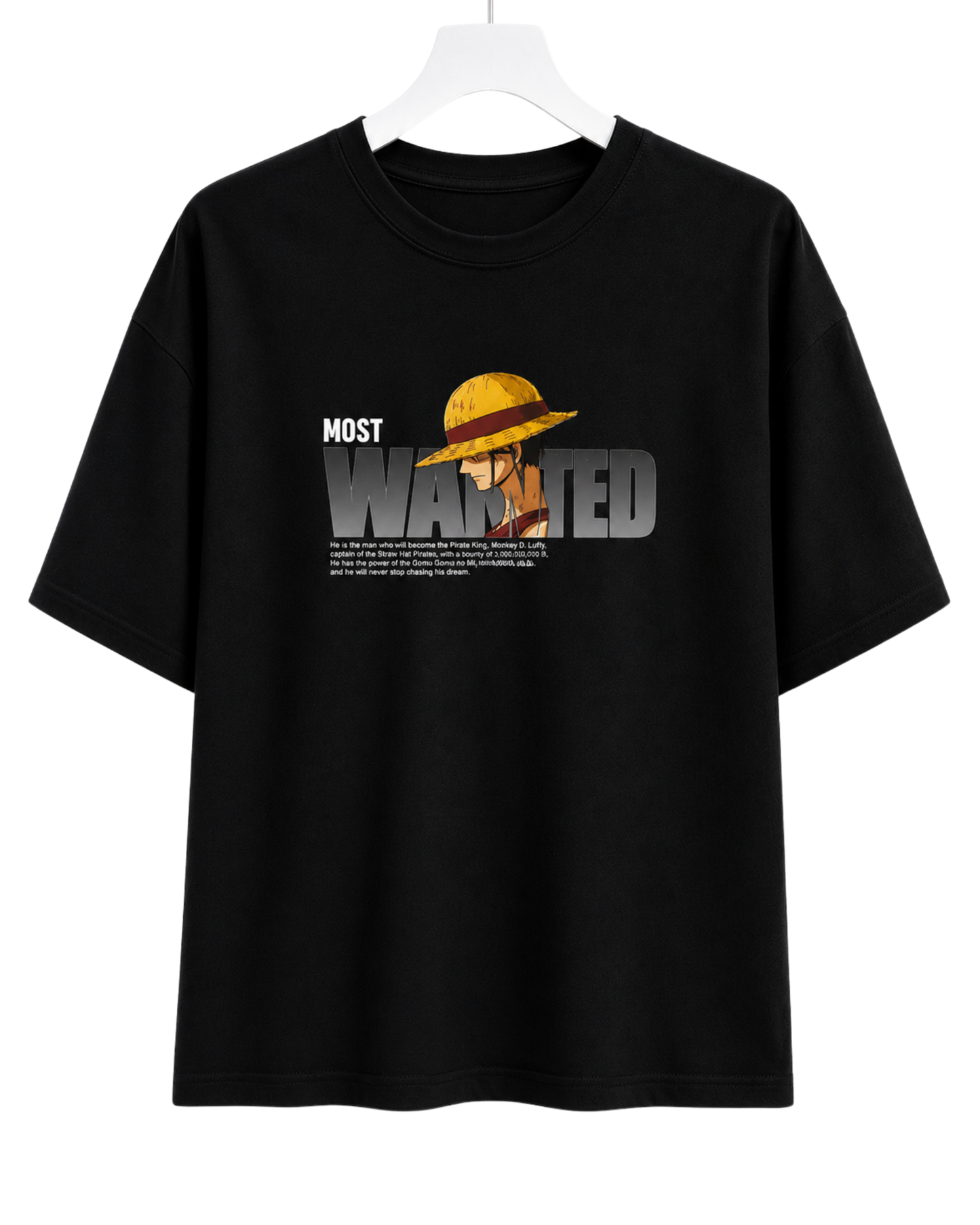 Men's Oversized Drop Shoulder Cotton T Shirt | Monkey D. Luffy Most Wanted