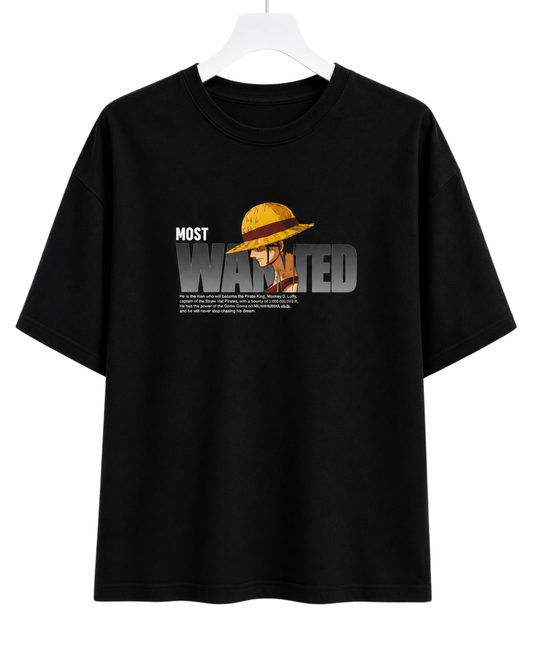 Men's Oversized Drop Shoulder Cotton T Shirt | Monkey D. Luffy Most Wanted
