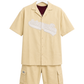 Men's Relaxed Fit Cuban Collar Shirt & Cargo Shorts Co-Ord Set Beige