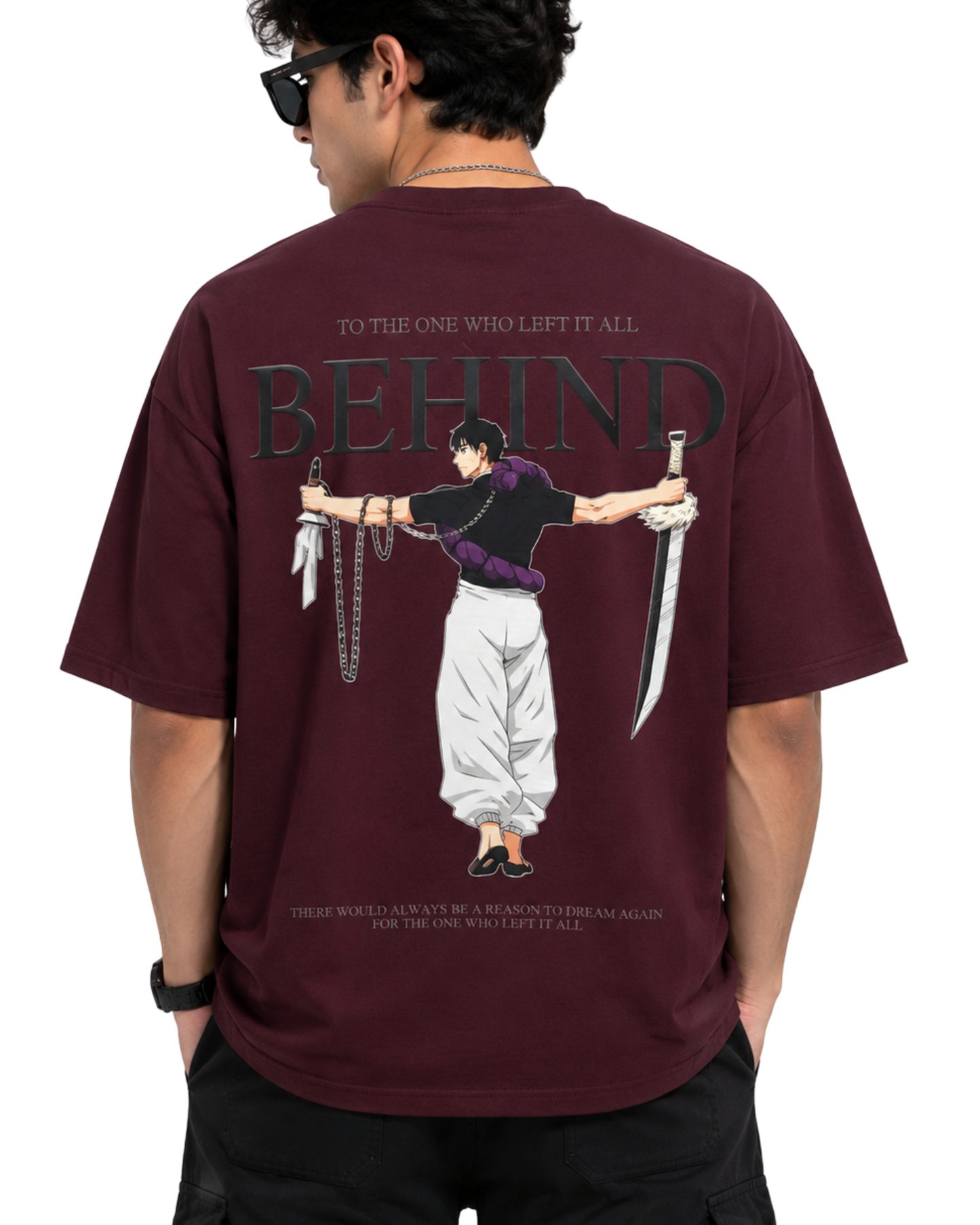 Men's Oversized Drop Shoulder Cotton T Shirt | Behind Sorcerer Killer