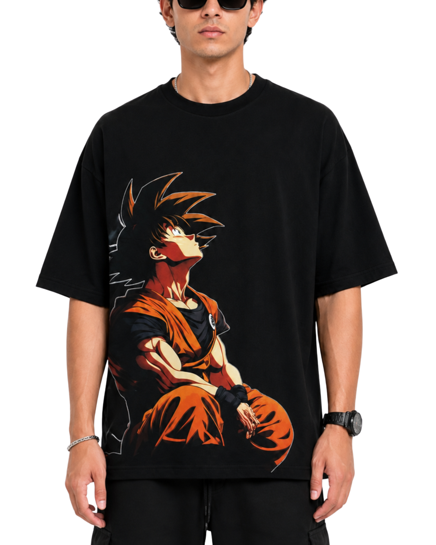Men's Oversized Drop Shoulder Cotton T Shirt | Son Goku Ascension
