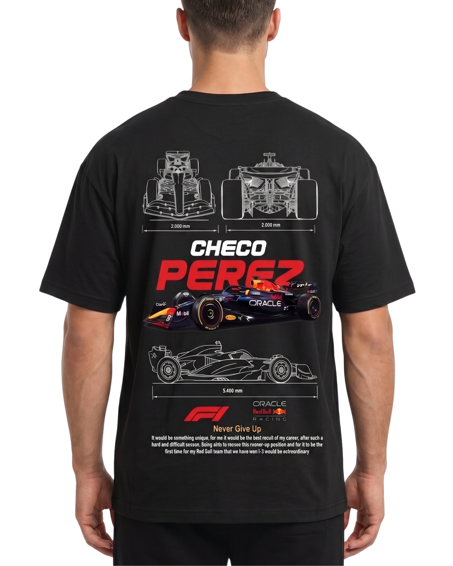 Men's Oversized Drop Shoulder Cotton T Shirt | Checo Perez F1 Racing