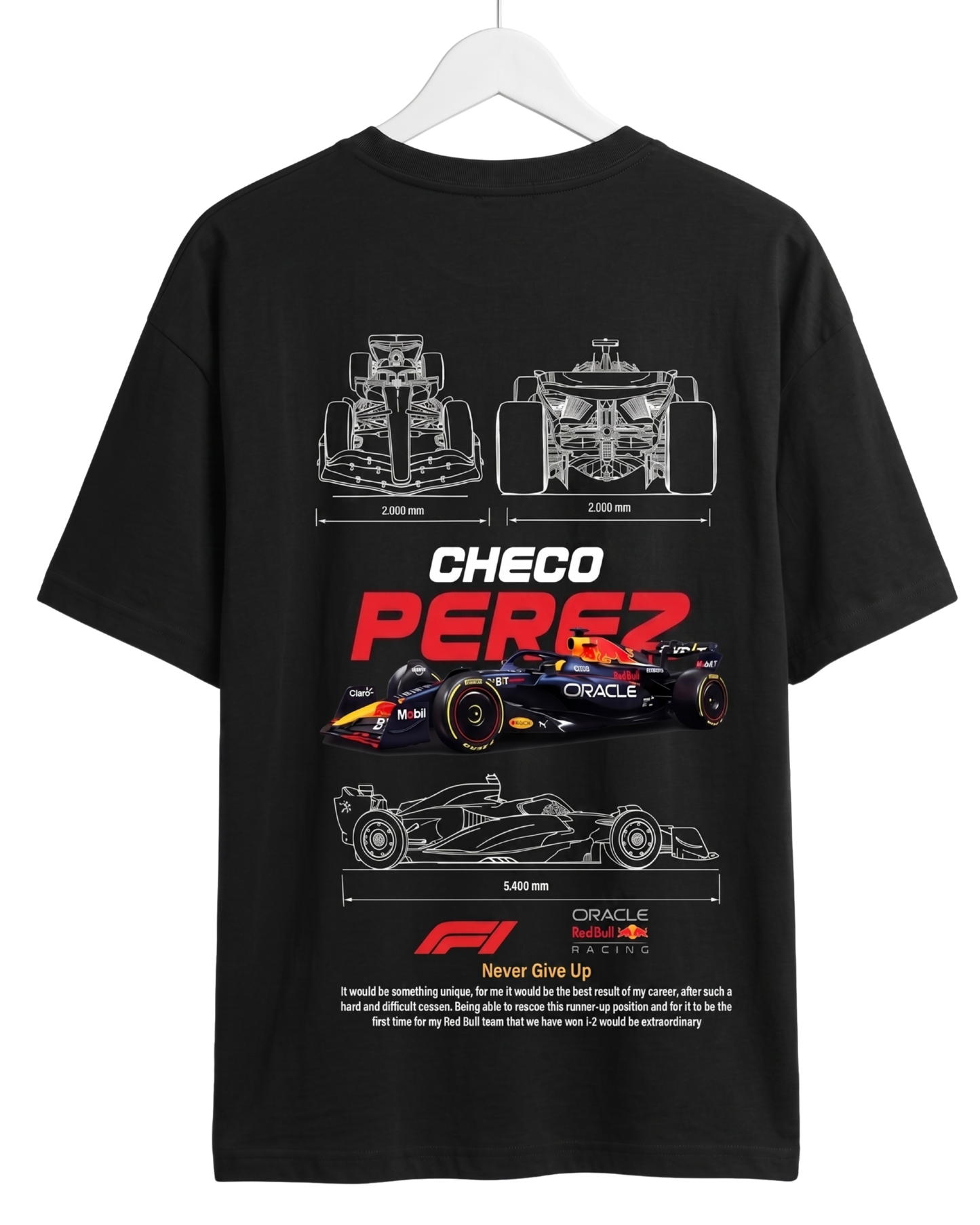 Men's Oversized Drop Shoulder Cotton T Shirt | Checo Perez F1 Racing