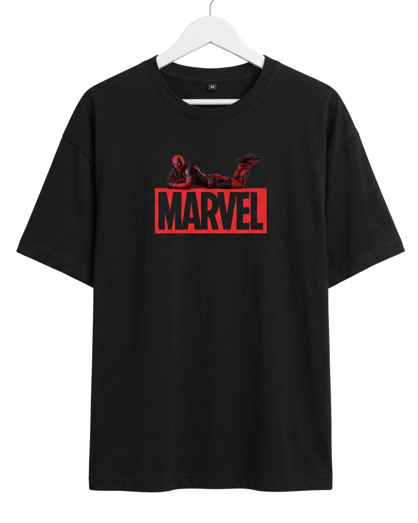 Men's Oversized Drop Shoulder Cotton T Shirt | Marvel Red Shadow