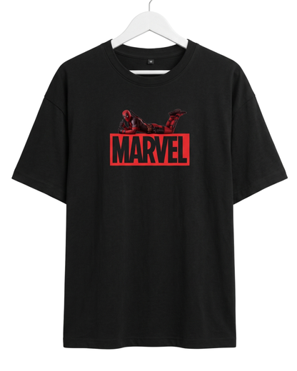 Men's Oversized Drop Shoulder Cotton T Shirt | Marvel Red Shadow
