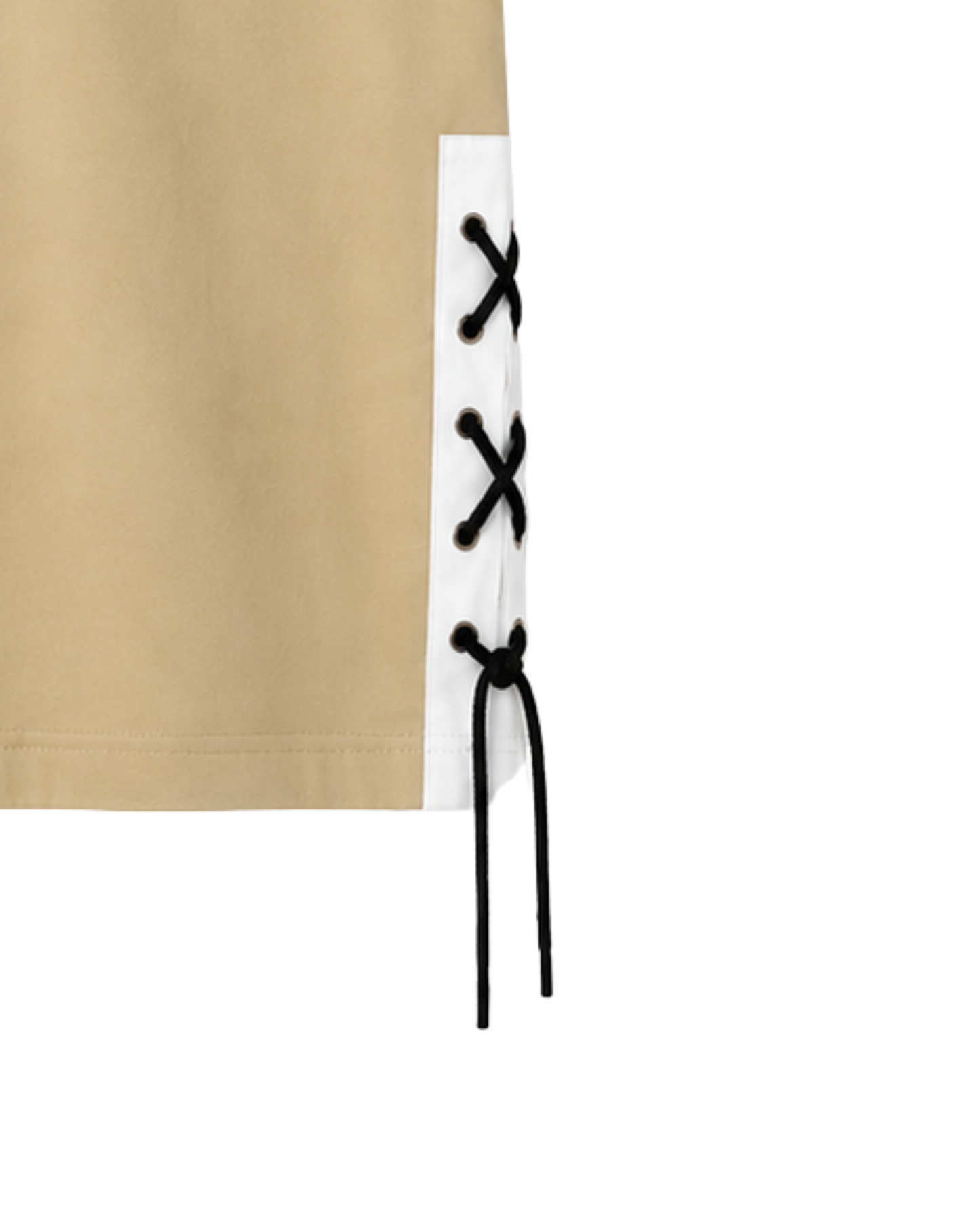 Men's Oversized Drop Shoulder Cotton T Shirt | Beige Lace-Up Streetwear Tee