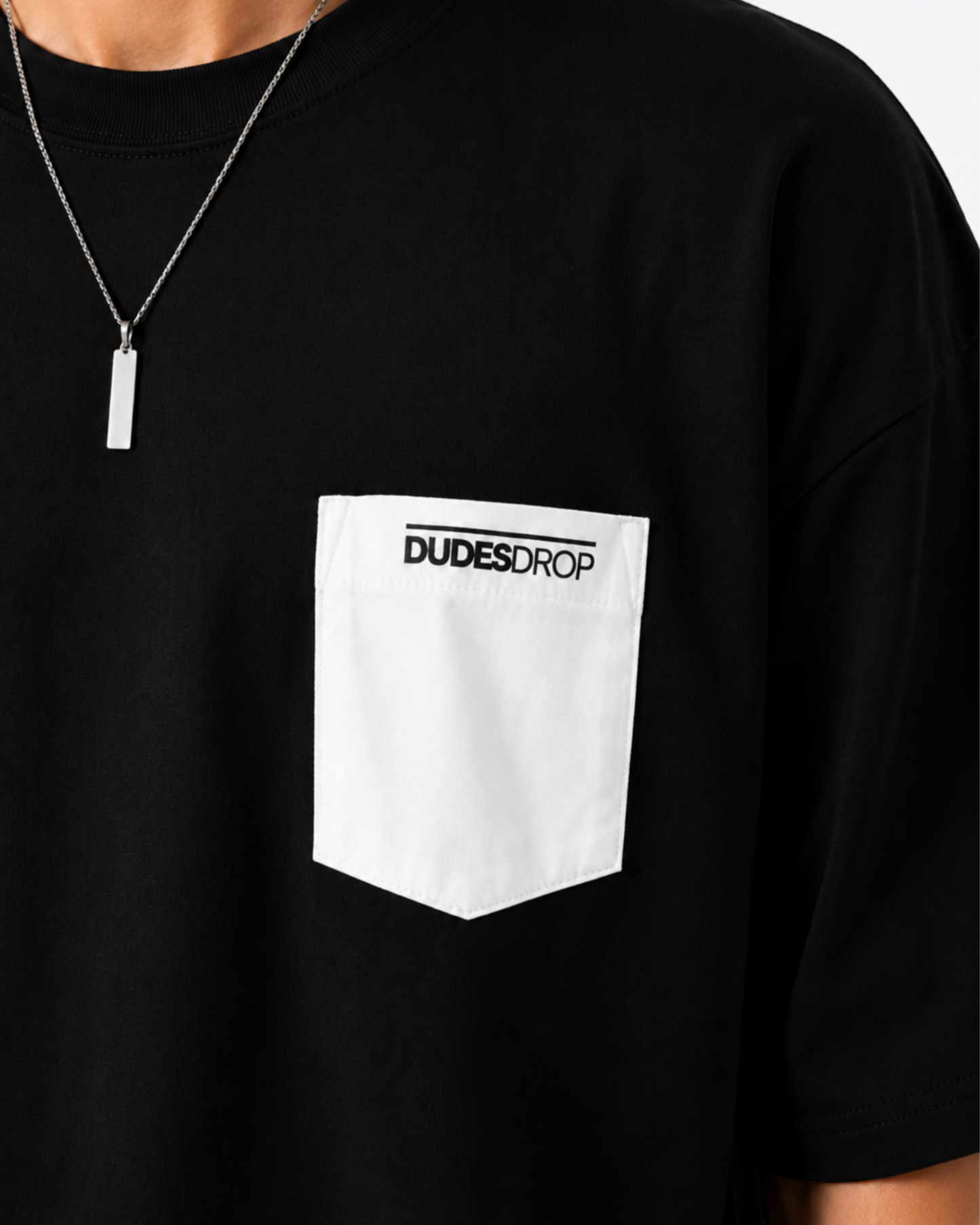 Men's Oversized Drop Shoulder Cotton T Shirt | Black Lace-Up Streetwear Tee