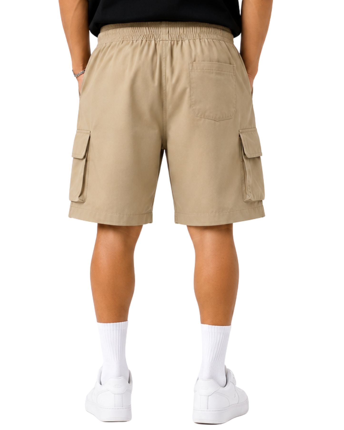 Men's Beige Cargo Shorts with Utility Pockets