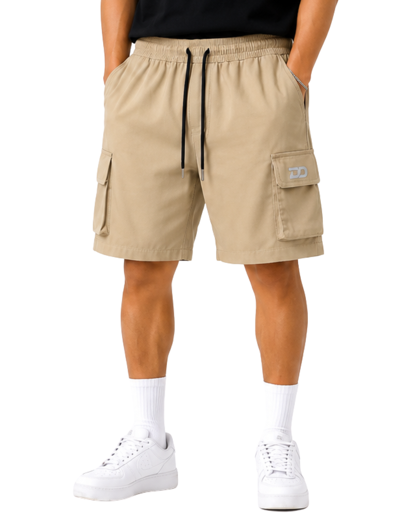 Men's Beige Cargo Shorts with Utility Pockets