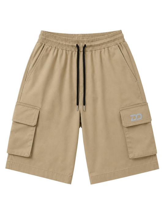 Men's Beige Cargo Shorts with Utility Pockets
