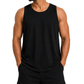 Men's Pure Cotton Sleeveless  Black Tank Top | Relaxed Fit Basic Tee