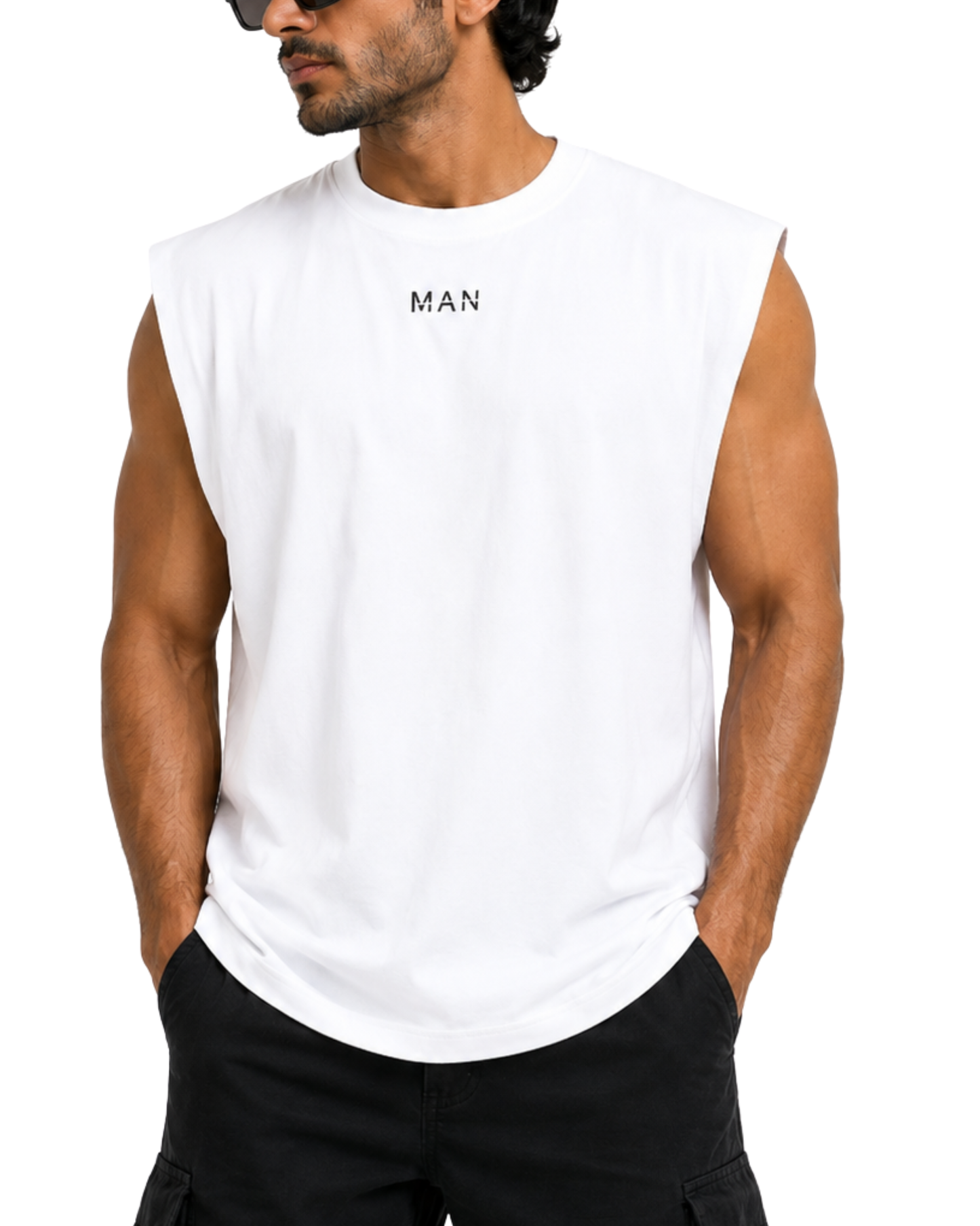 Men's Pure Cotton Sleeveless Oversized T-Shirt | Graphic Muscle Tee