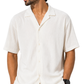 Men's Premium Soft Thermal Cuban Collar Shirt | Off White Relaxed Fit