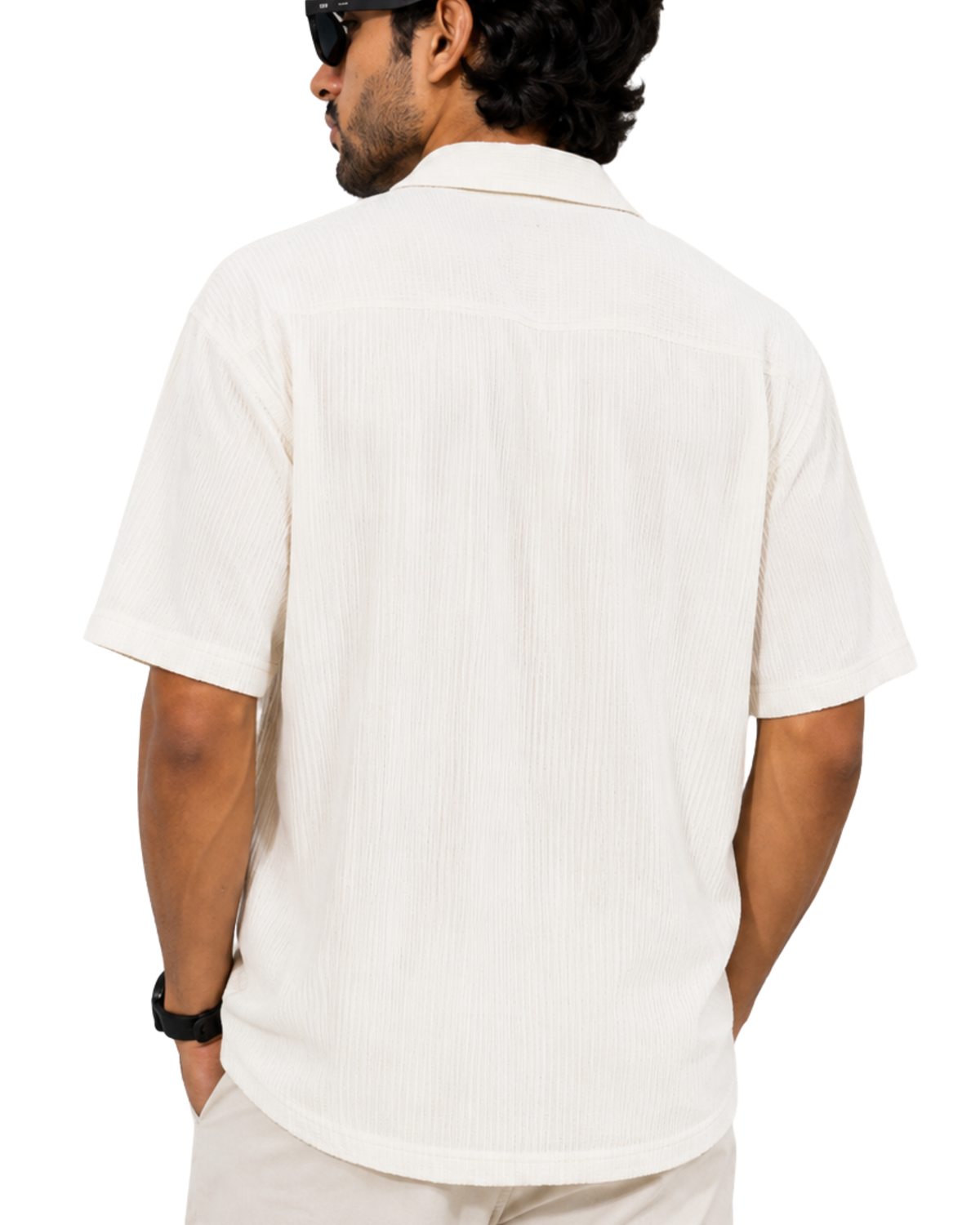 Men's Premium Soft Thermal Cuban Collar Shirt | Off White Relaxed Fit