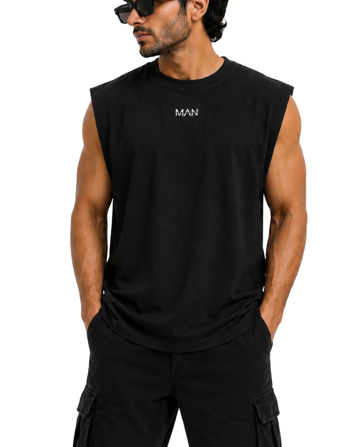 Men's Pure Cotton Sleeveless T-Shirt | Oversized Fit Graphic Tee