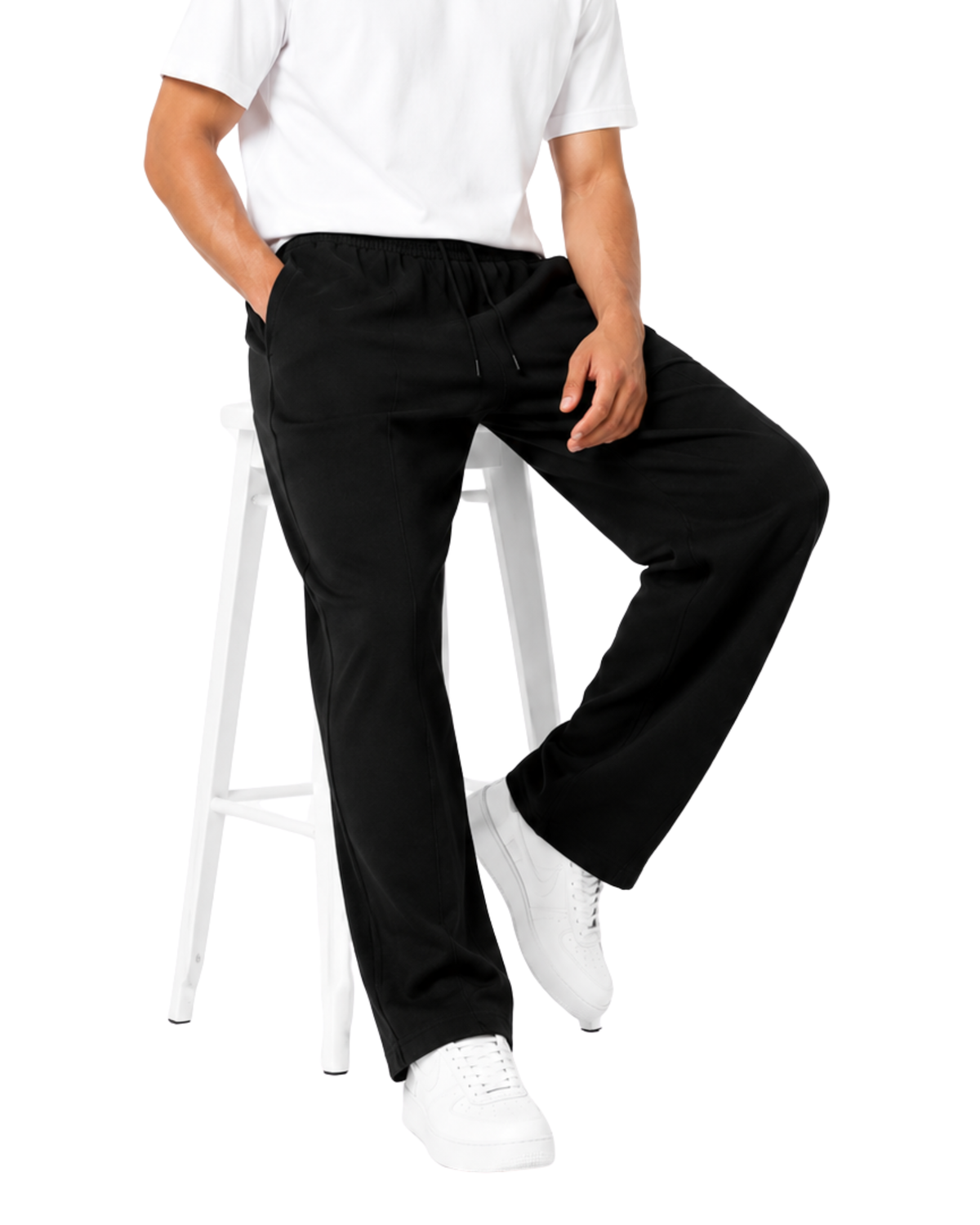 Men’s Black Wide Leg Trouser | Single Jersey Baggy Streetwear Trousers