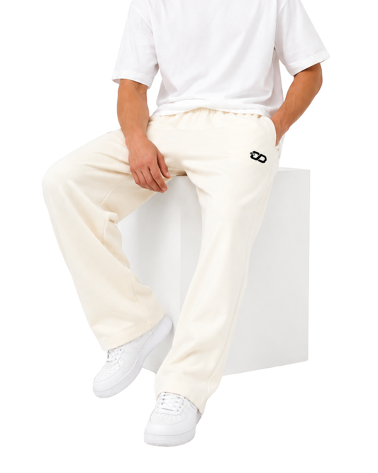 Men’s Wide Leg Cream Trouser | Single Jersey Relaxed Fit Pants