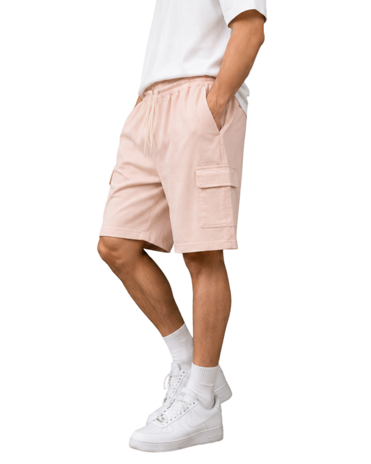 Men’s Pink Cargo Shorts | Relaxed Fit Utility Shorts