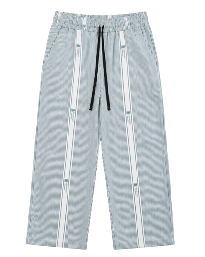 Men’s Light Blue Striped Wide Leg Trouser | Baggy Relaxed Fit Pants