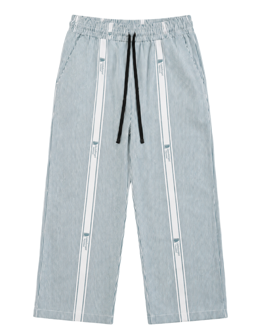 Men’s Light Blue Striped Wide Leg Trouser | Baggy Relaxed Fit Pants
