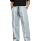 Men’s Light Blue Striped Wide Leg Trouser | Baggy Relaxed Fit Pants
