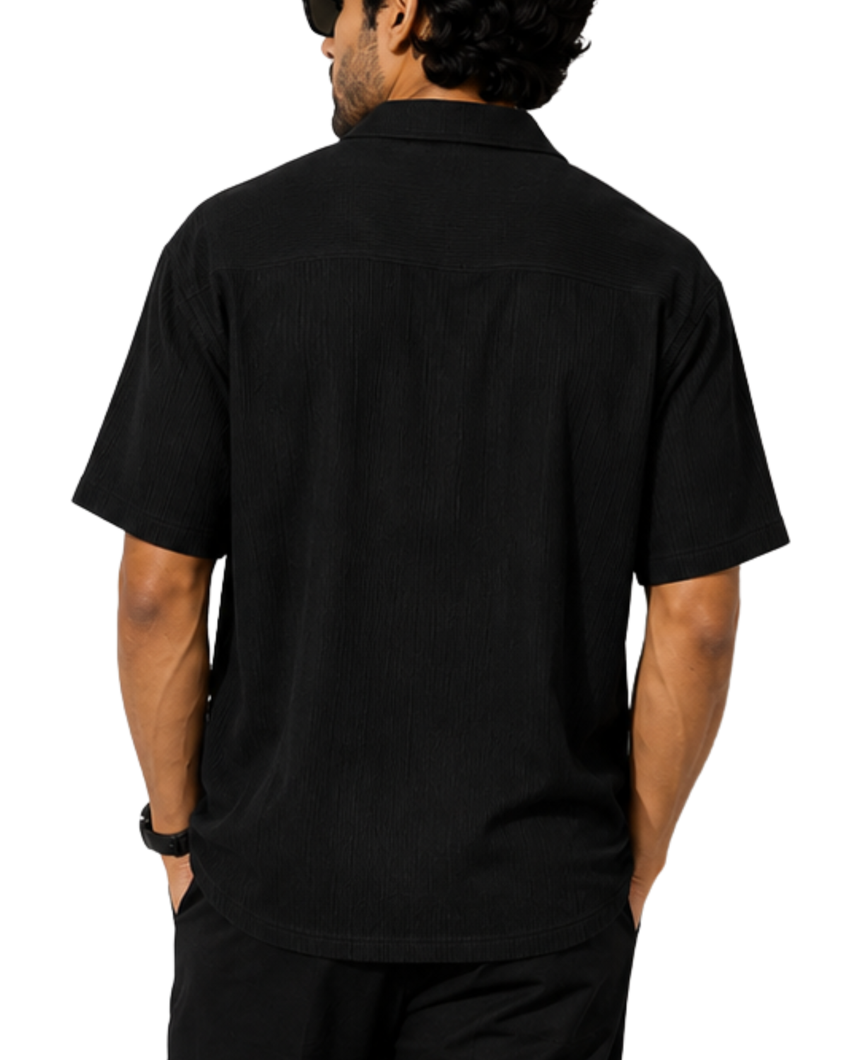 Men’s Black Thermal Soft Shirt | Short Sleeve Casual Button-Up Shirt