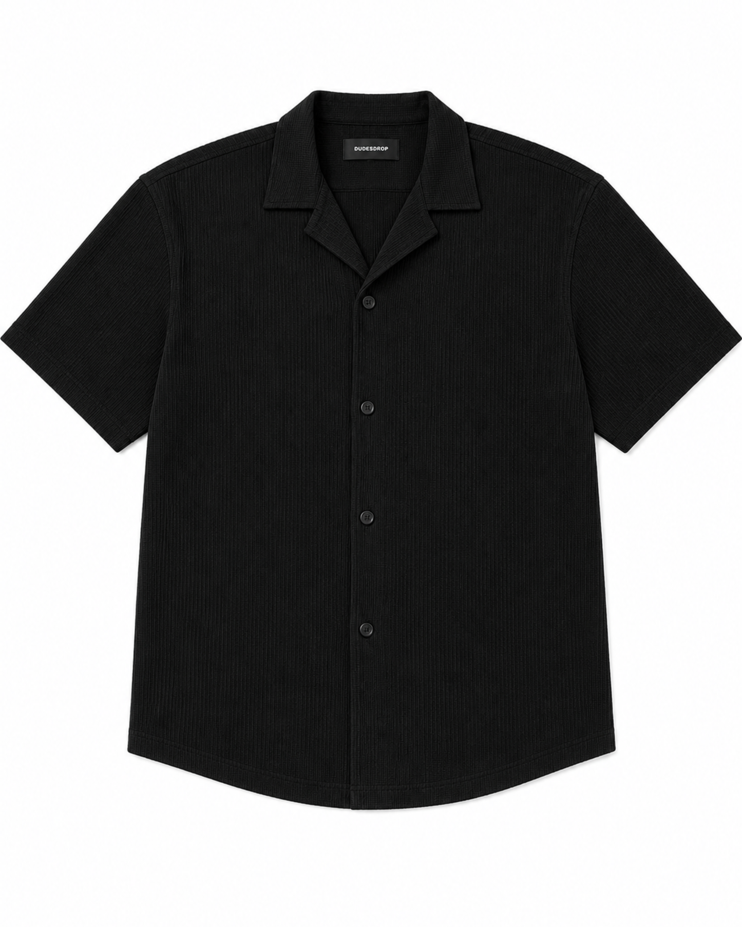 Men’s Black Thermal Soft Shirt | Short Sleeve Casual Button-Up Shirt