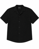 Men’s Black Thermal Soft Shirt | Short Sleeve Casual Button-Up Shirt