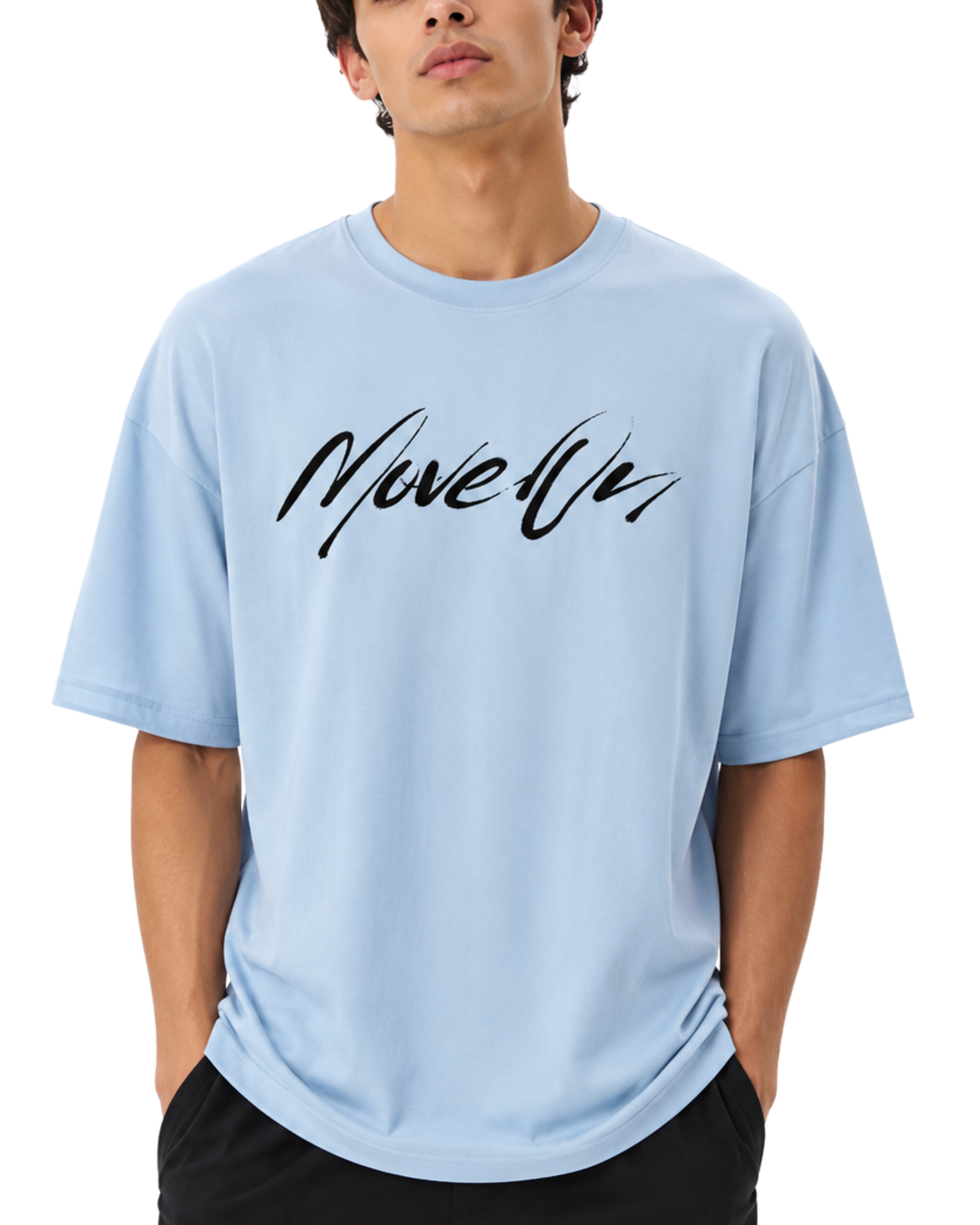 Men’s Oversized Drop Shoulder Cotton T-Shirt | Light Blue Move Up