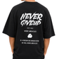 Men’s Oversized Drop Shoulder Cotton T-Shirt | Black Never Give Up Graphic Tee