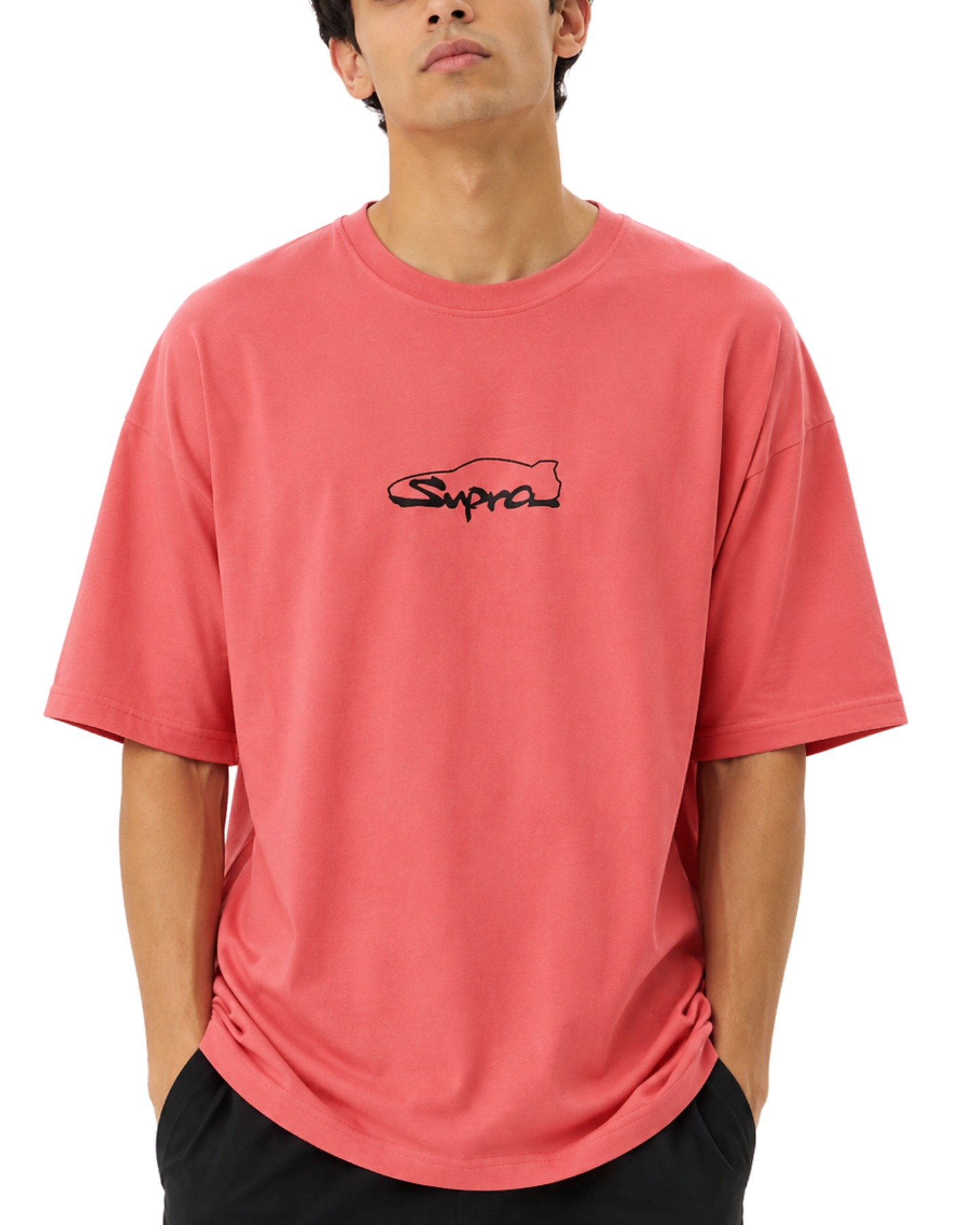 Men’s Oversized Drop Shoulder Cotton T-Shirt | Pink Toyota Supra