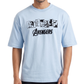 Men’s Oversized Drop Shoulder Cotton T-Shirt | Light Blue Avengers Graphic Tee