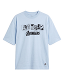 Men’s Oversized Drop Shoulder Cotton T-Shirt | Light Blue Avengers Graphic Tee