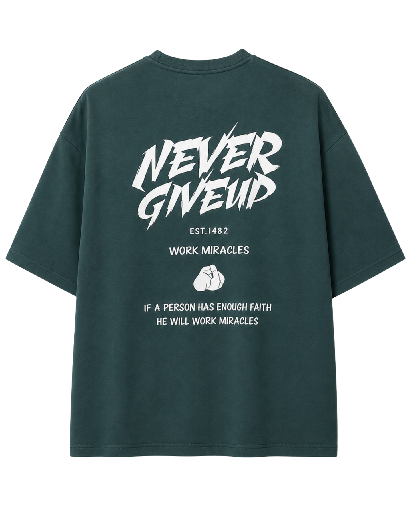 Men’s Oversized Drop Shoulder Cotton T-Shirt | Never Give Up Graphic