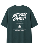 Men’s Oversized Drop Shoulder Cotton T-Shirt | Never Give Up Graphic