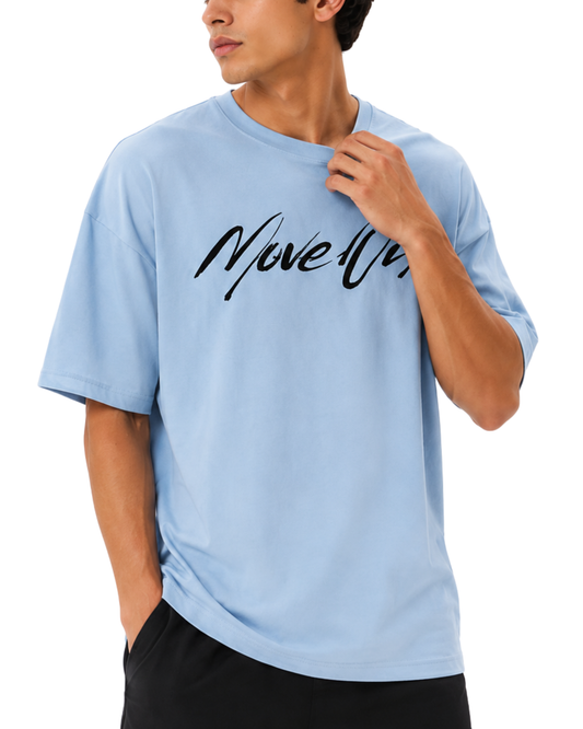 Men’s Oversized Drop Shoulder Cotton T-Shirt | Light Blue Move Up