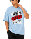 Men’s Oversized Drop Shoulder Cotton T-Shirt | Light Blue Keep Positive